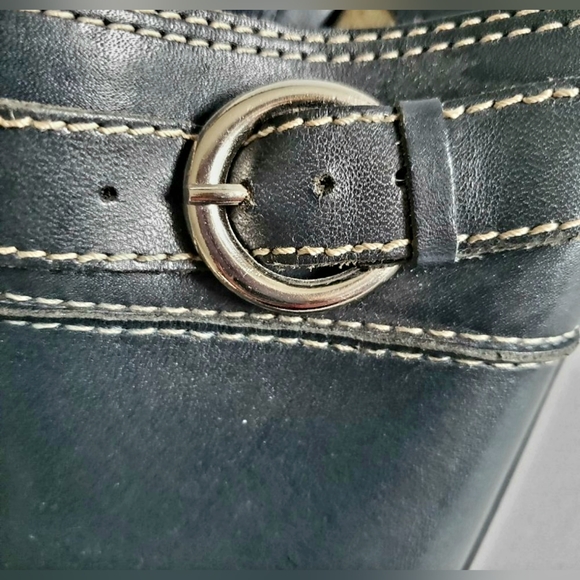 BOGO FREE Bass Leona Black Leather Slip on Mule / Clogs with Buckle size 10 - Picture 5 of 6